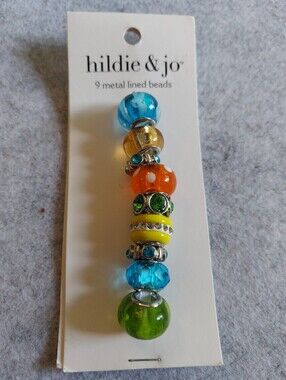 hildie & jo 9 metal lined beads New Multi Colors